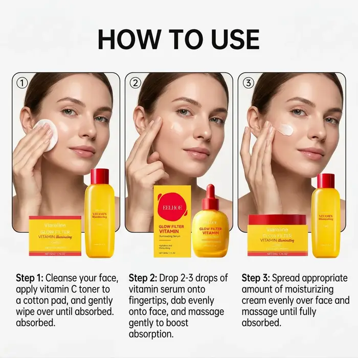 Sérum repulpant coréen à la vitamine C, renforce la barrière cutanée, éclaircissant, ensemble de soins du visage, crème visage à la vitamine, soin du visage quotidien