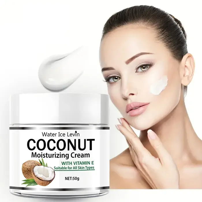 Crème hydratante à l'huile de noix de coco 50g | Collagène et vitamine E | Sans alcool | Convient à tous les tons de