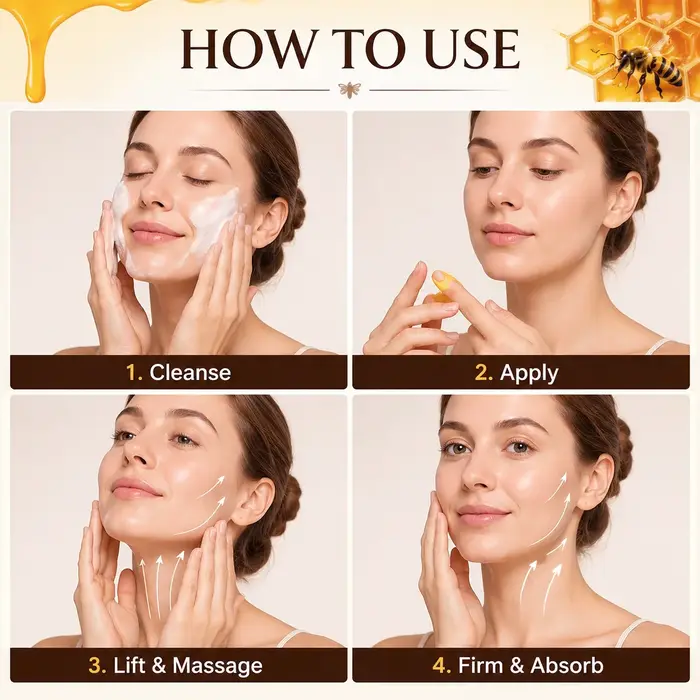 Crème visage et cou au venin d'abeille avec acide hyaluronique – Hydratant liftant, lissant et hydratant pour une amélioration visible du contour.