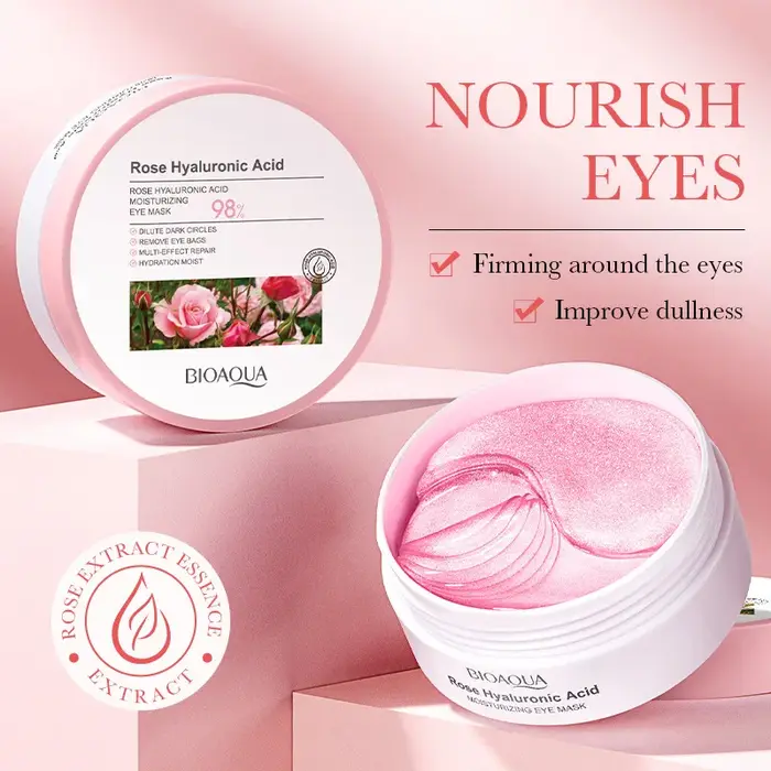 60 pièces BIOAQUA Rose acide hyaluronique masque pour les yeux Anti cernes sacs