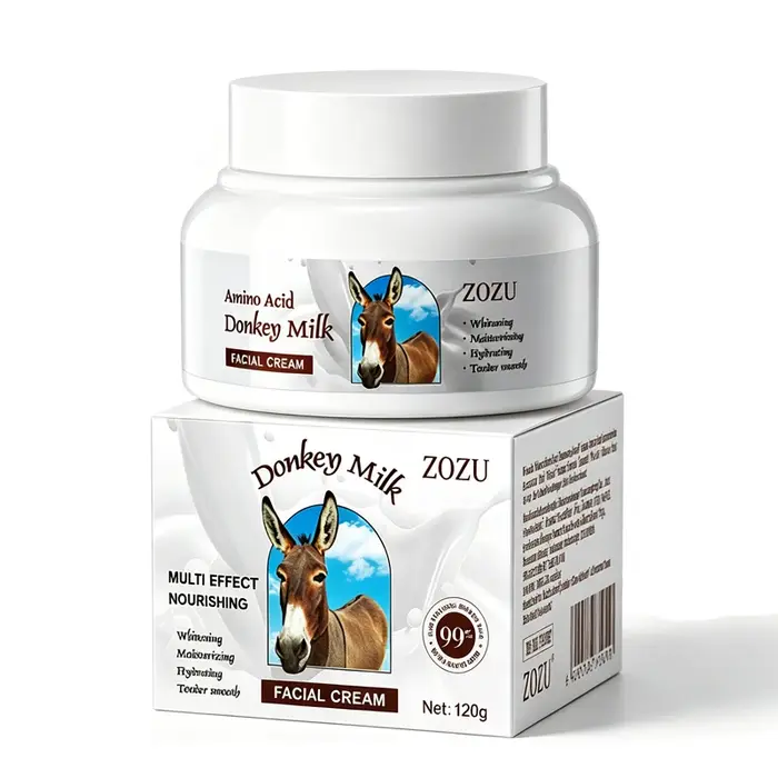 Crème Visage Blanchissante au Lait d'Ânesse 120g Hydratation Profonde Anti-âge Éclaircissante Nourri