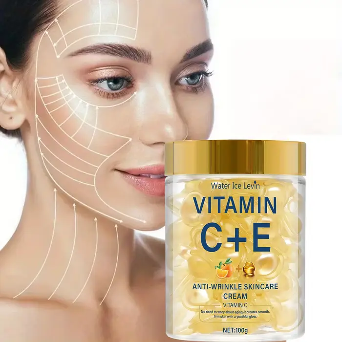 Crème de soin anti-rides à la vitamine C+E avec rétinol et acide hyaluronique pour une peau hydratante