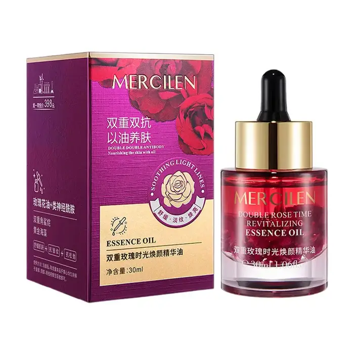1/2/3pcs 30ML Double Rose Petal Radiance Essence Oil Soin du visage Raffermissant Hydratant Éclairci