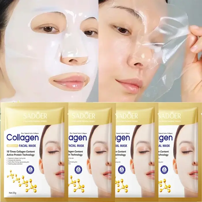 Masque facial anti-rides au collagène