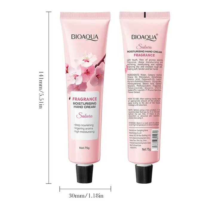 Crème pour les mains hydratante à la fragrance de Sakura BIOAQUA