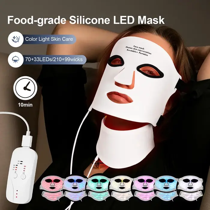 Masque facial LED en silicone avec cou
