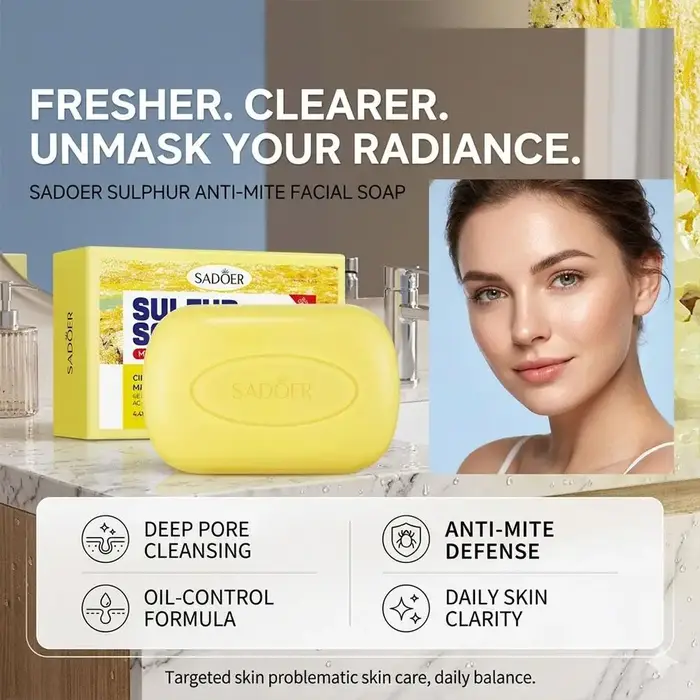 Savon Nettoyant au Soufre pour Visage et Corps – Anti-Acné