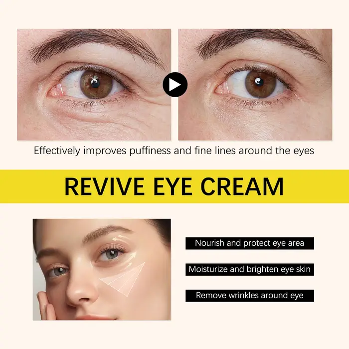 Crème Contour des Yeux Revive 40ml pour Visage et Cou avec Niacinamide, Rétinal, Peptide, Acide Hyaluronique, Hydratante et Raffermissante
