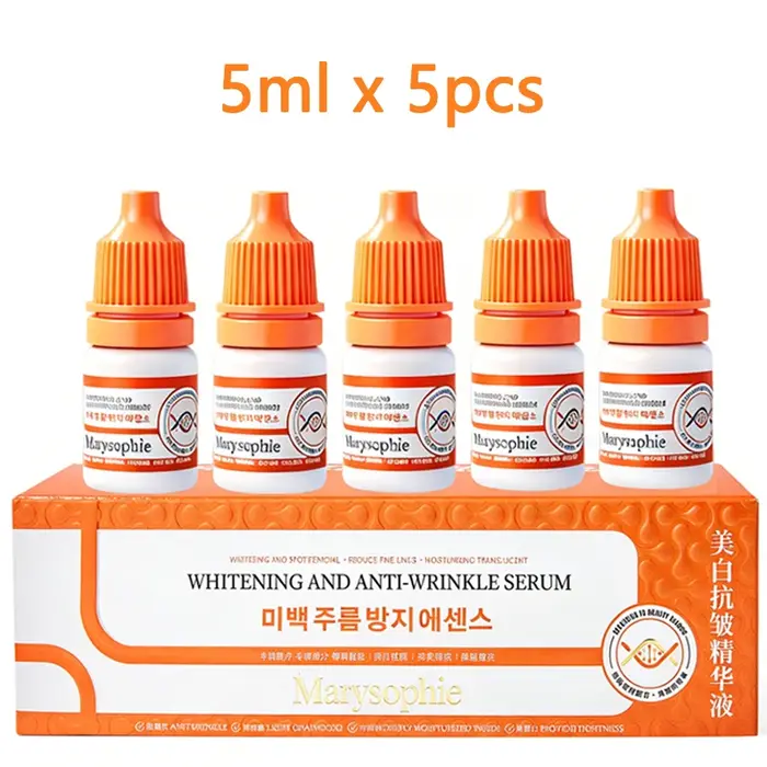 Sérum Éclaircissant Visage Peau Foncée – Essence Hydratante Lissante et Adoucissante Anti-Rides et Anti-Imperfections – 5 pièces/boîte
