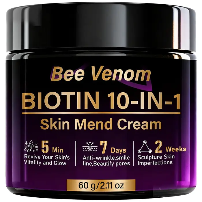 Crème réparatrice pour la peau au venin d'abeille et à la biotine 10-en-1, anti-rides et anti-âge, r