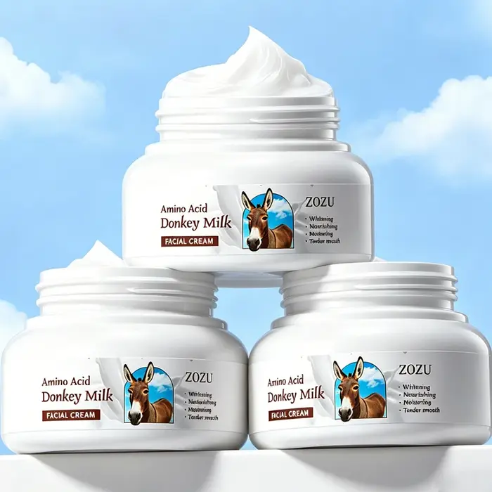 3pcs Crème pour le visage au lait d'ânesse - Forte action blanchissante, anti-âge, anti-rides, raffe