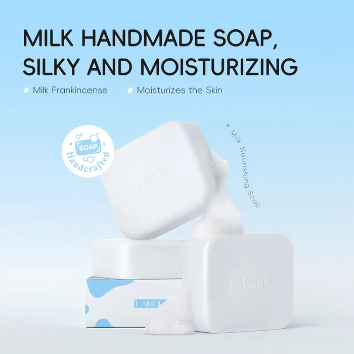 LAIKOU 110g Savon nourrissant au lait nettoyant doux formule non sèche pour peaux douces et lisses
