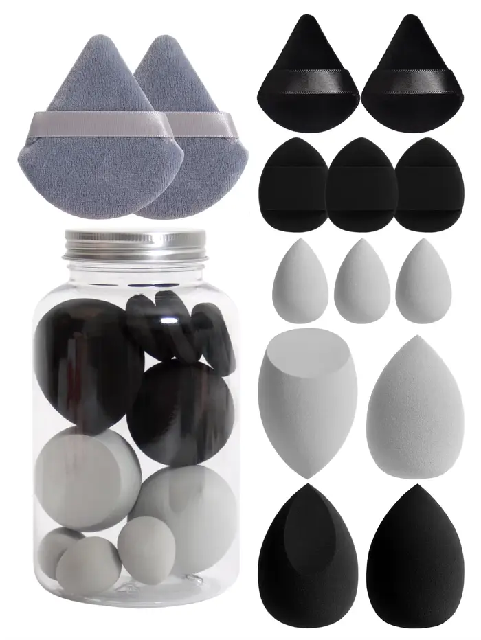 Ensemble d'éponges cosmétiques, éponge cosmétique, bouffée de doigt, fond de teint sec et support, b