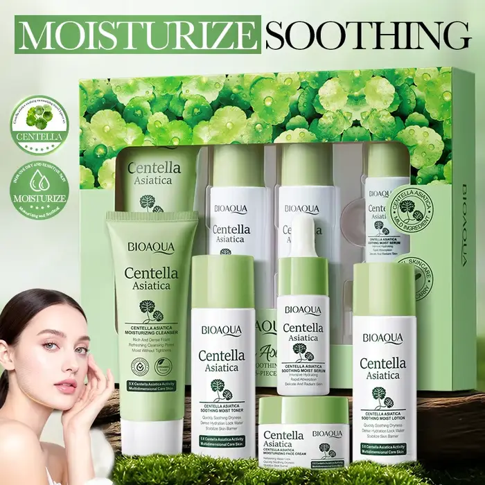 5 pièces/ensemble BIOAQUA Centella Asiatica, ensembles de soins de la peau, nettoyant visage hydrata