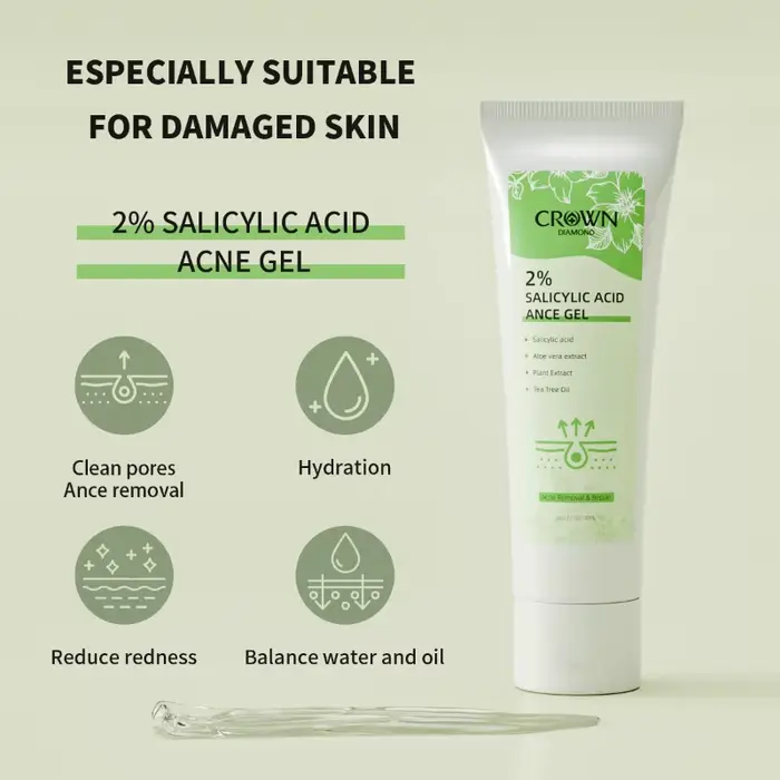 Crème anti-acné à l'acide salicylique 2%, réparation Anti-acné, rougeurs, taches de boutons, nettoya