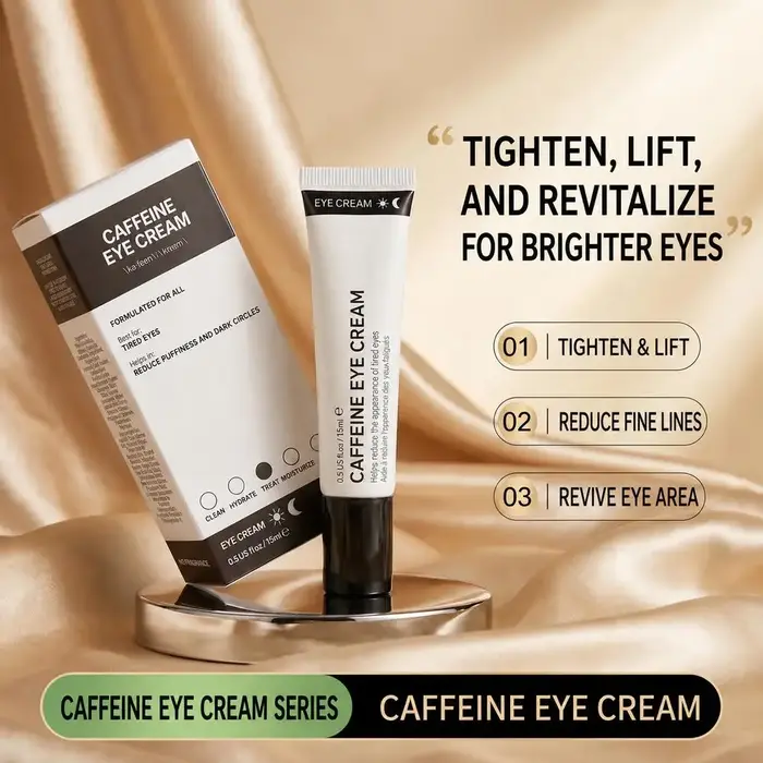 Crème pour les yeux à la caféine réduit les poches et les cernes, crème revitalisante légère pour le contour des yeux avec caféine, soin raffermissant pour les yeux