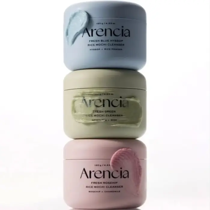 Nettoyant Mochi au riz frais Arencia 120g Hyssop bleu Thé vert Rose musquée Camomille Nettoyage en profondeur doux Hydratant Peau éclatante