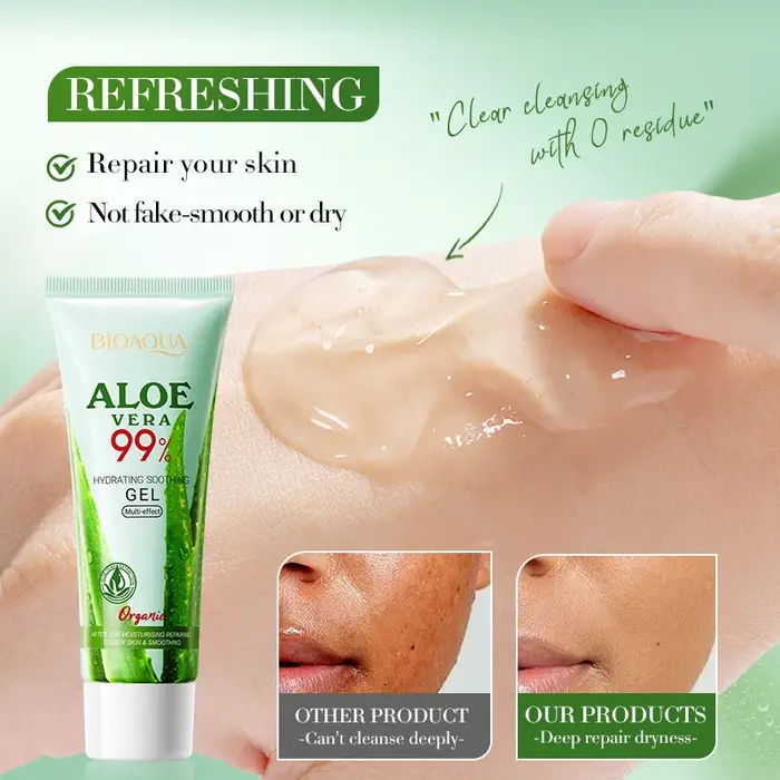 Gel exfoliant à l'aloe vera pour le visage