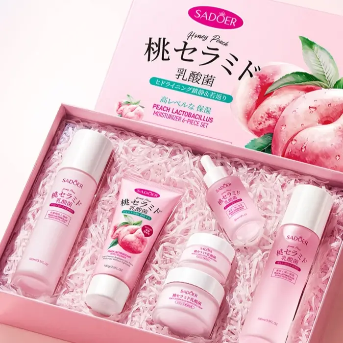 Coffret de soins pour la peau Peach Skincare, coffret cadeau pour le soin du visage, contient de la