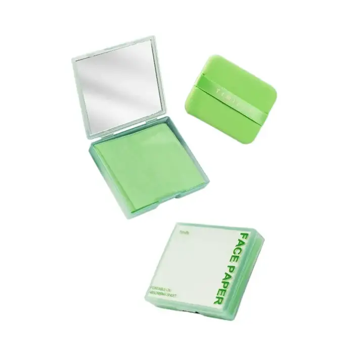 100 pièces papier absorbant l'huile Portable avec étui miroir femmes soins du visage beauté papier buvard d'huile pour le visage avec miroir