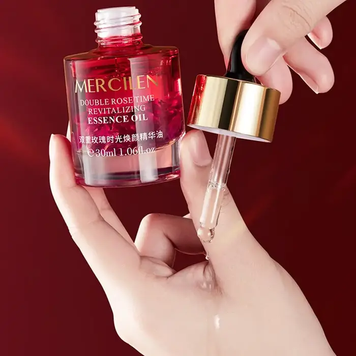 1/2/3pcs 30ML Double Rose Petal Radiance Essence Oil Soin du visage Raffermissant Hydratant Éclaircissant Sérum