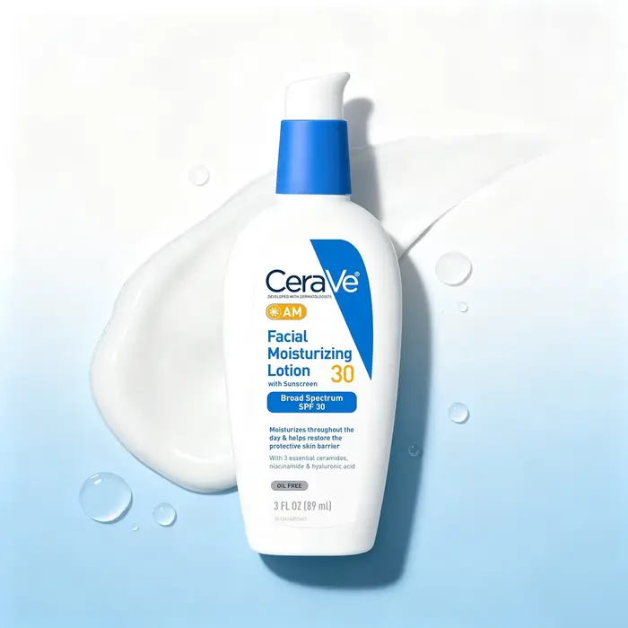 Lotion hydratante pour le visage CeraVe AM avec SPF 30, écran solaire à large spectre, acide hyaluro
