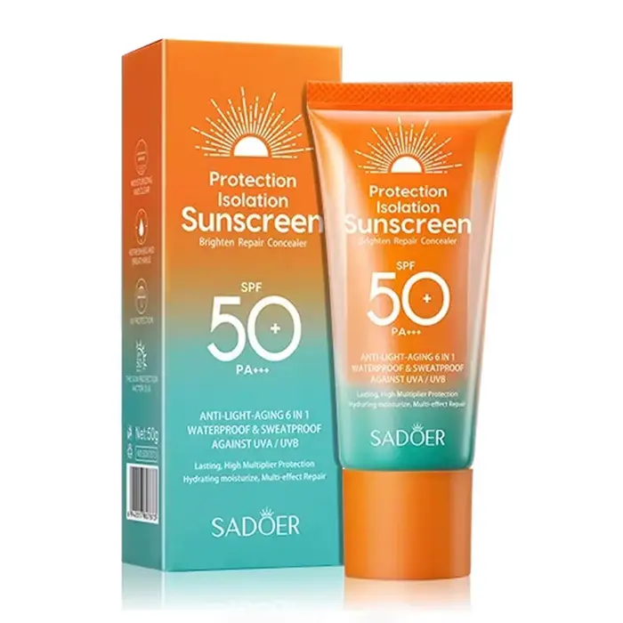 SADOER Spf 50+ crème solaire pour protection faciale soin solaire double tube multi effet PA +++ crè
