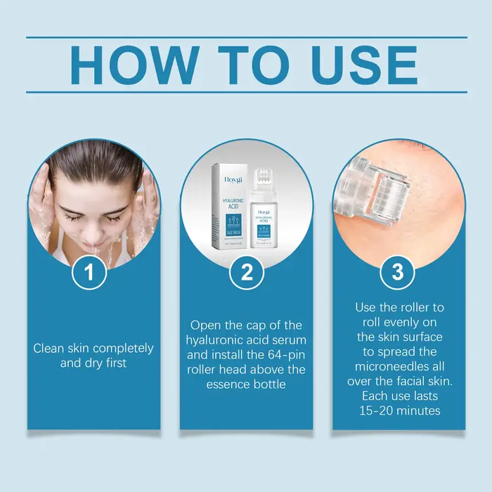 Sérum Visage à l'Acide Hyaluronique 10ML avec Applicateur à Billes – Hydratation Profonde