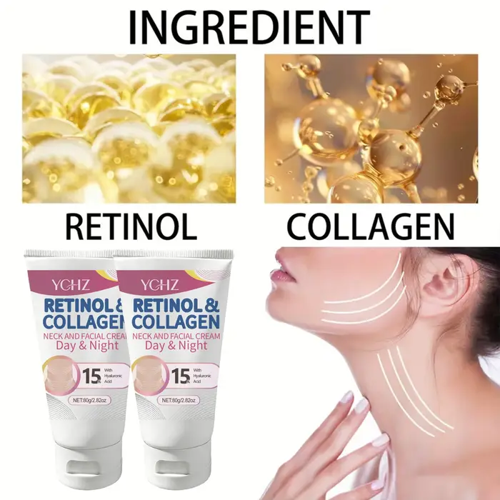 Crème raffermissante pour le cou au rétinol et au collagène - Hydratant facial au complexe