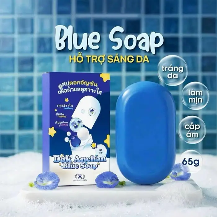 Savon bleu éclaircissant et lissant pour le visage et le corps