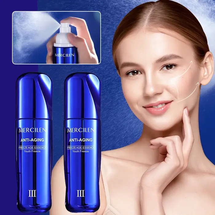 Essence rajeunissante Mercilen 100ml, contient de la niacinamide, de l'acide hyaluronique, du collag