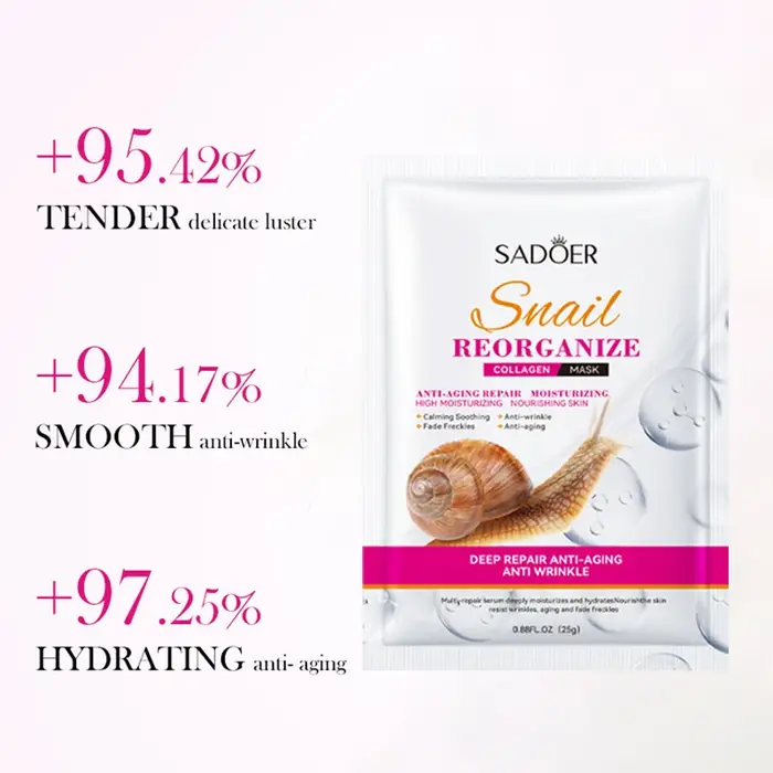 5 pièces SADOER escargot collagène masque Facial raffermissant hydratant éclaircissant