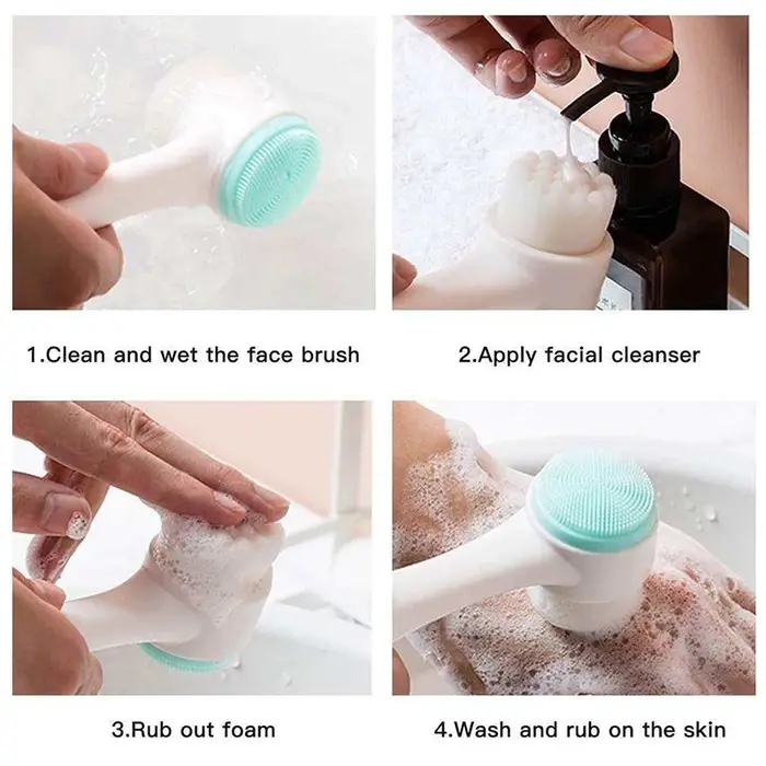 Brosse nettoyante faciale 3D double face en silicone souple