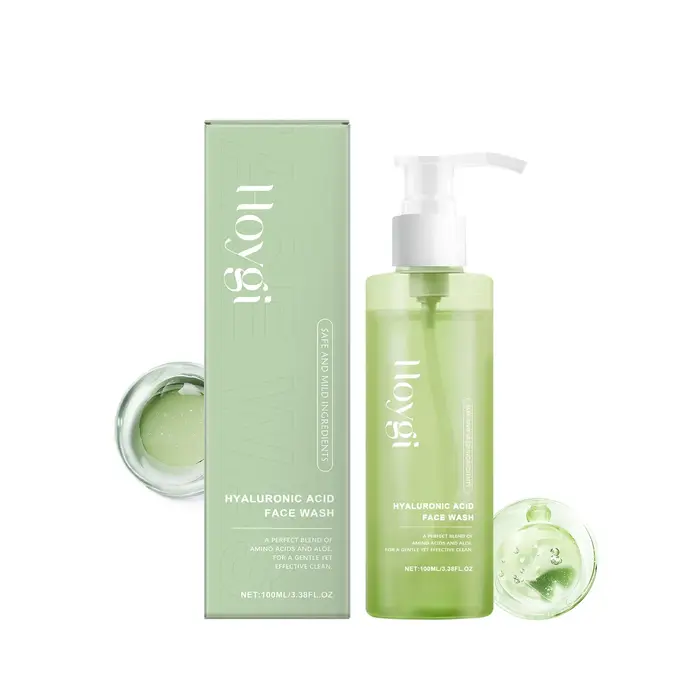 Gel Nettoyant Visage Hoygi à l'Acide Hyaluronique : Nettoyage Puissant, Exfoliation Douce, Améliore 