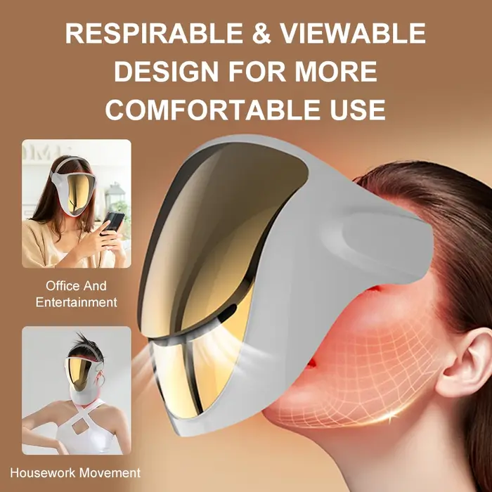 NIR LED masque Facial thérapie par la lumière rouge respirant 3 couleurs 807 lampe Anti-âge traitement de l'acné
