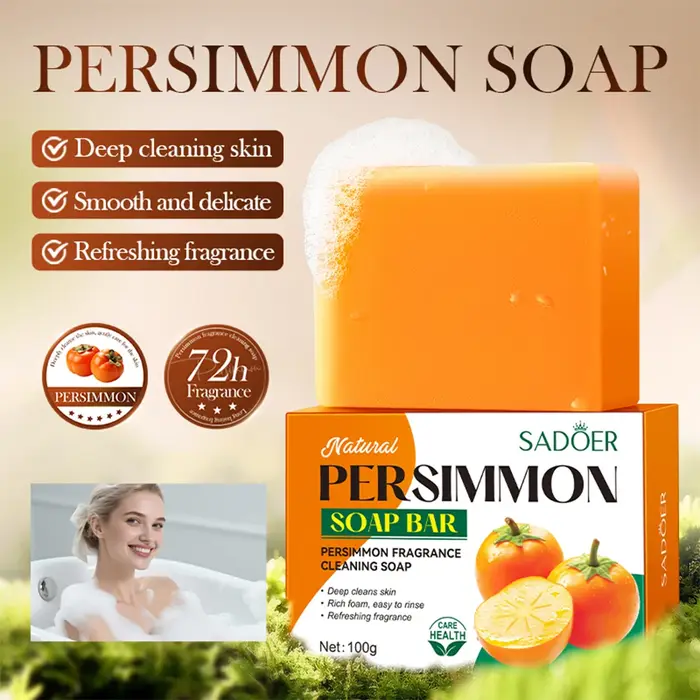 Barre de savon nettoyant kaki avec filet moussant