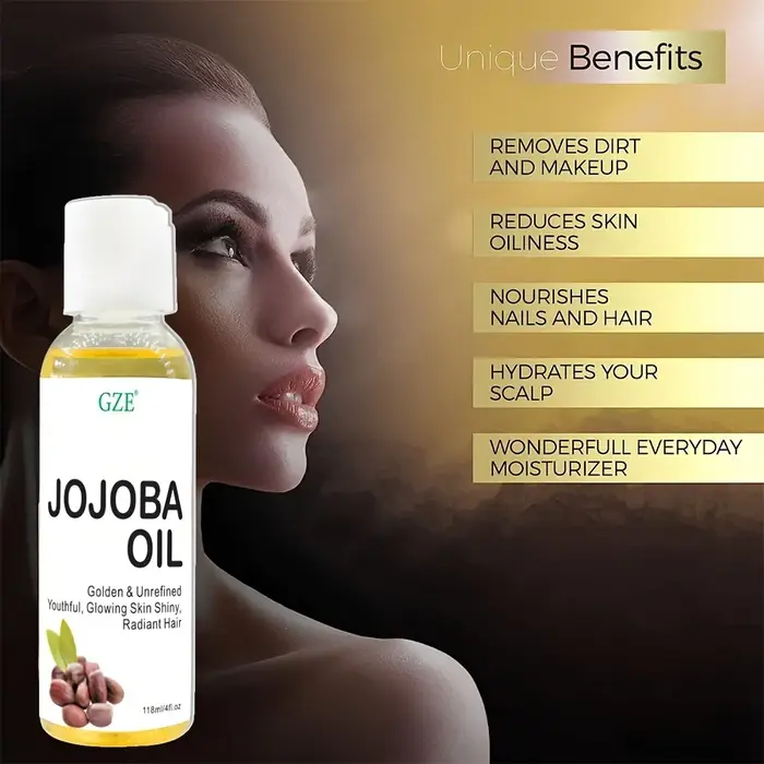 Huile de jojoba biologique GZE, huile hydratante pure pour le visage, les cheveux, la peau et les ongles | Huile de transport naturelle sans hexane pressée à froid