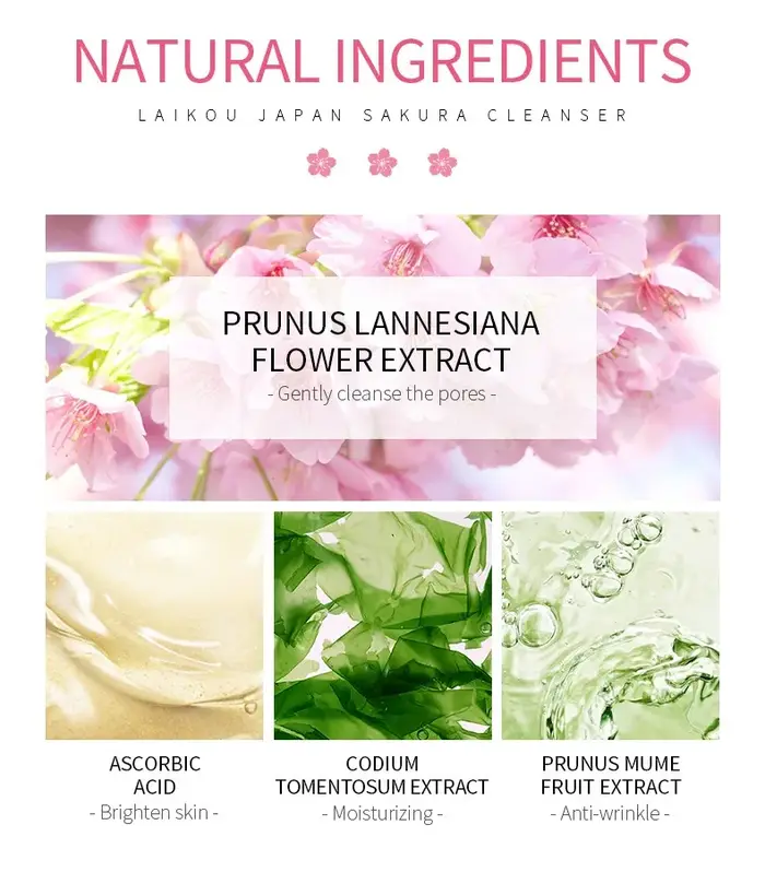 Sakura nettoyant mousse riche nettoyage en profondeur enlever la graisse améliorer la crème de lavage du visage grasse