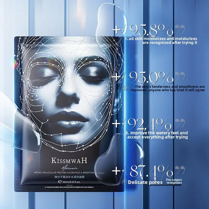 Masque facial hydratant et transparent à protéines micro moléculaires hydrate en profondeur