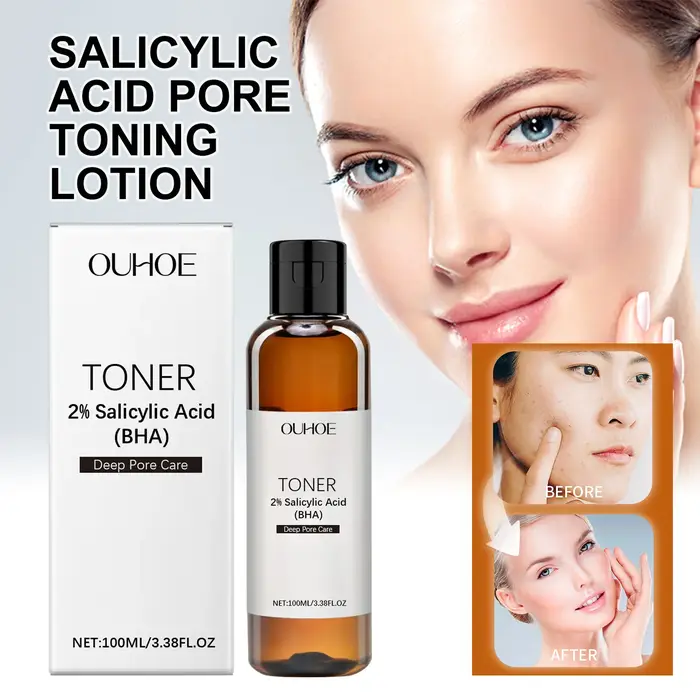 Lotion tonifiante pour pores à l'acide salicylique pour peaux grasses et claires