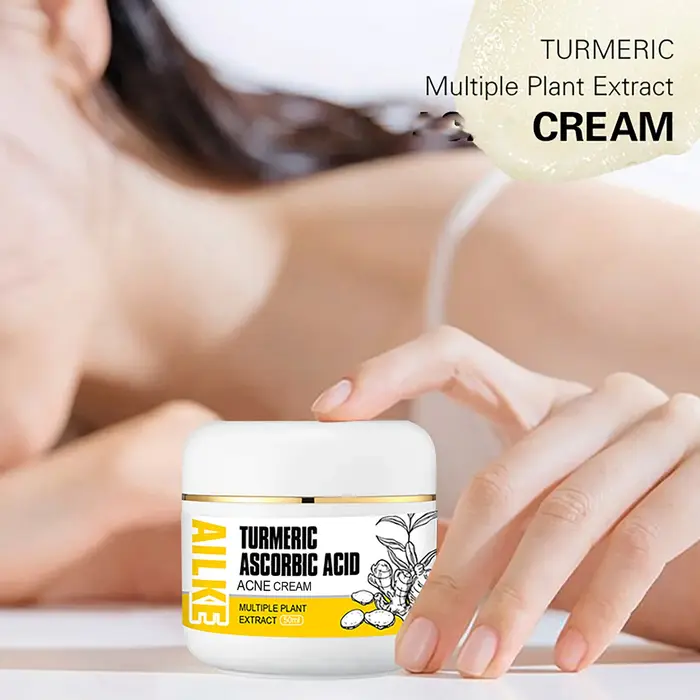 Crème pour le visage éclaircissante au curcuma naturel AILKE, boostant l'éclat, hydratant pour la pe