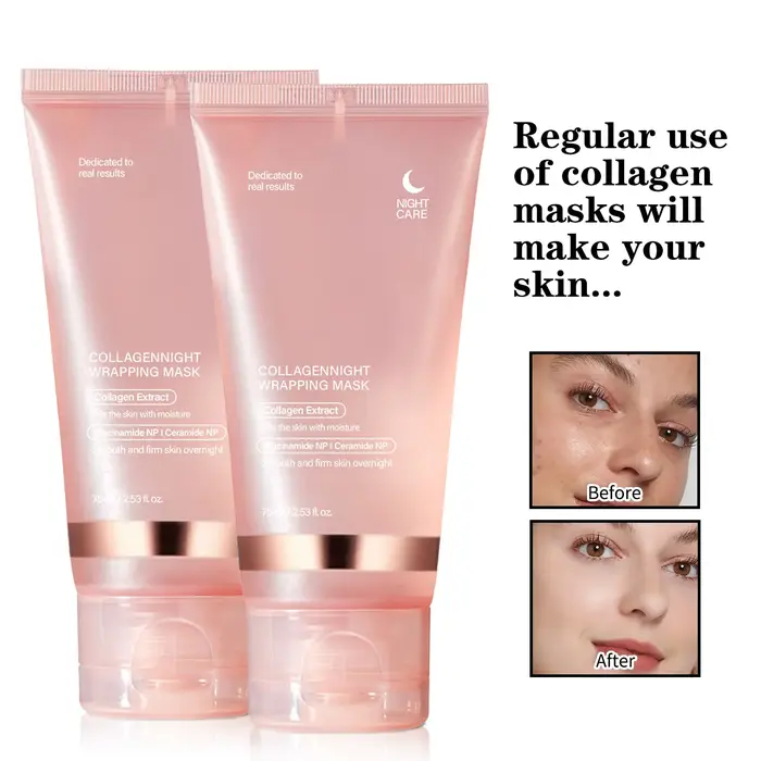 Masque raffermissant au collagène pour la nuit 75ml - Formule tenseur hydratante en profondeur pour une peau lisse