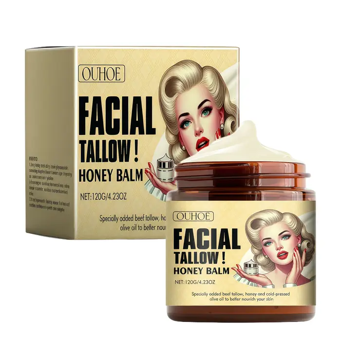 Baume hydratant fouetté au suif de bœuf et au miel, crème visage et lotion corporelle au suif de bœu