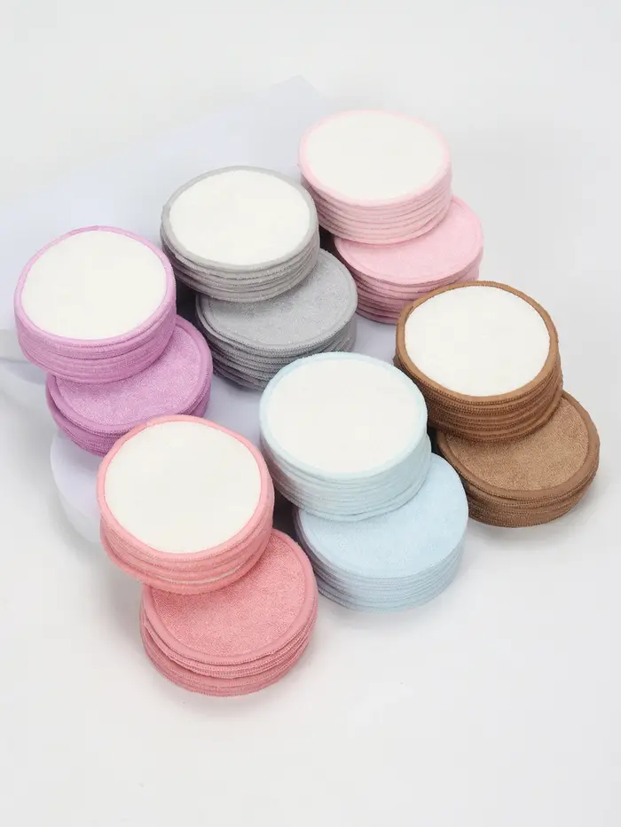 Tampons démaquillants ronds doubles 20 pièces + sac en maille de nettoyage