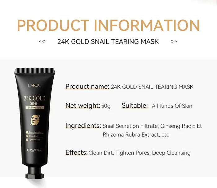Masque peel-off Laikou 24K Gold Snail