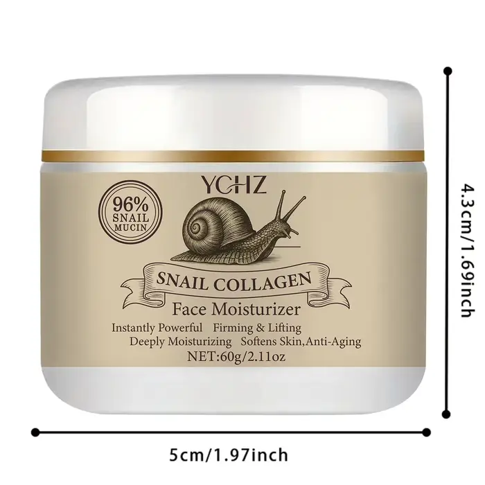 Crème à la sécrétion d'escargot et au collagène - 60g - Hydratation 24h - Lissage instantané - Contient 96% de mucine