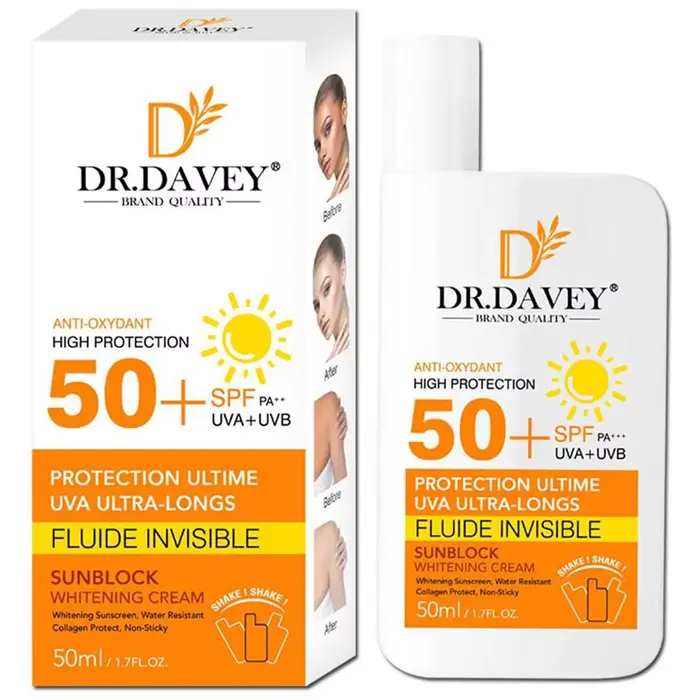 50ml DR.DAVEY 50+Sunacreen Cream Crème solaire claire et aqueuse, rafraîchissante et non grasse, crè
