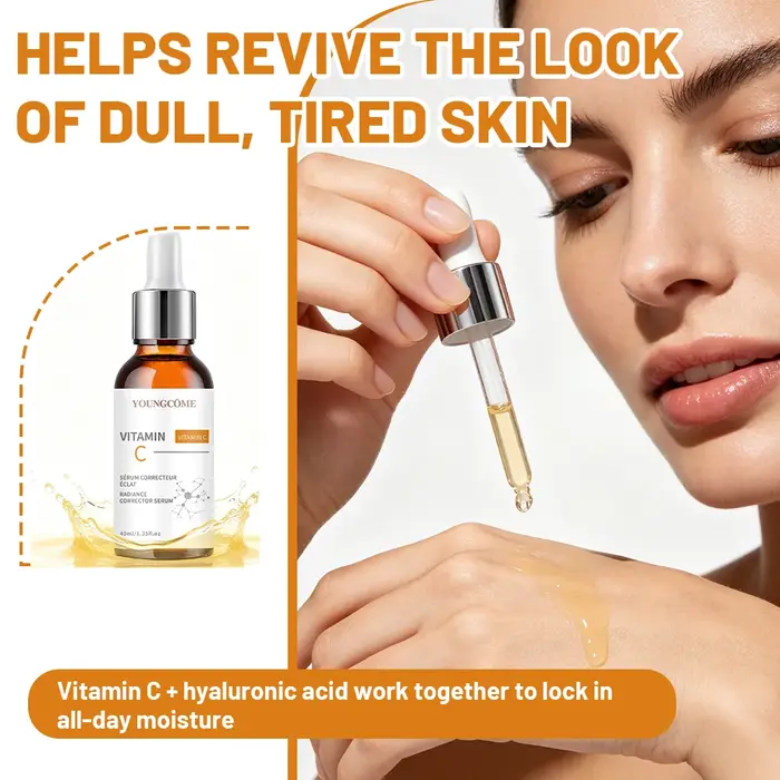 Sérum à la vitamine C, Essence nourrissante quotidienne pour le visage, hydratante et antioxydante, sérum apaisant et rafraîchissant pour le soin du visage, 40/60 ml
