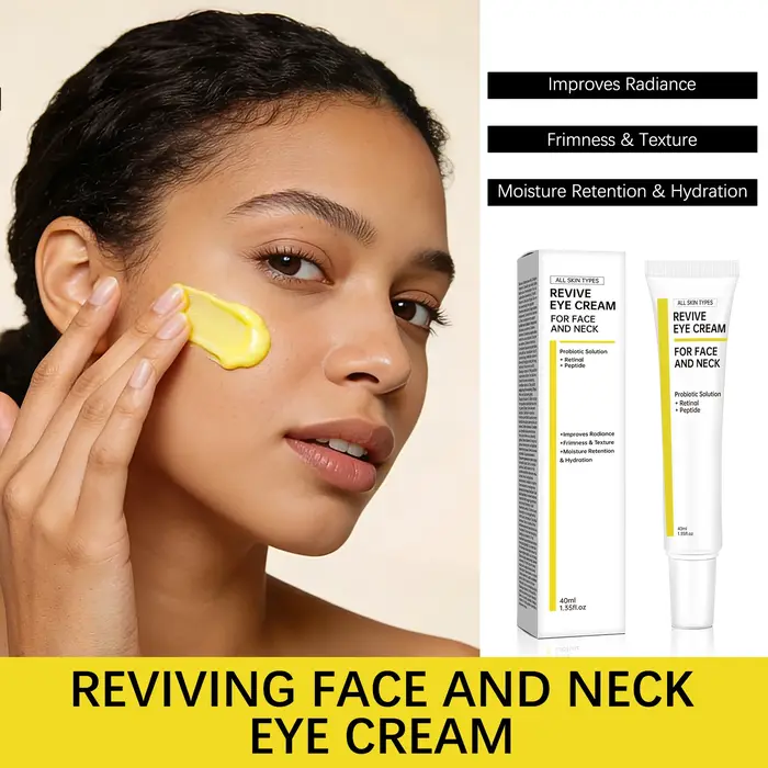 Crème Contour des Yeux Revive 40ml pour Visage et Cou avec Niacinamide, Rétinal, Peptide, Acide Hyaluronique, Hydratante et Raffermissante