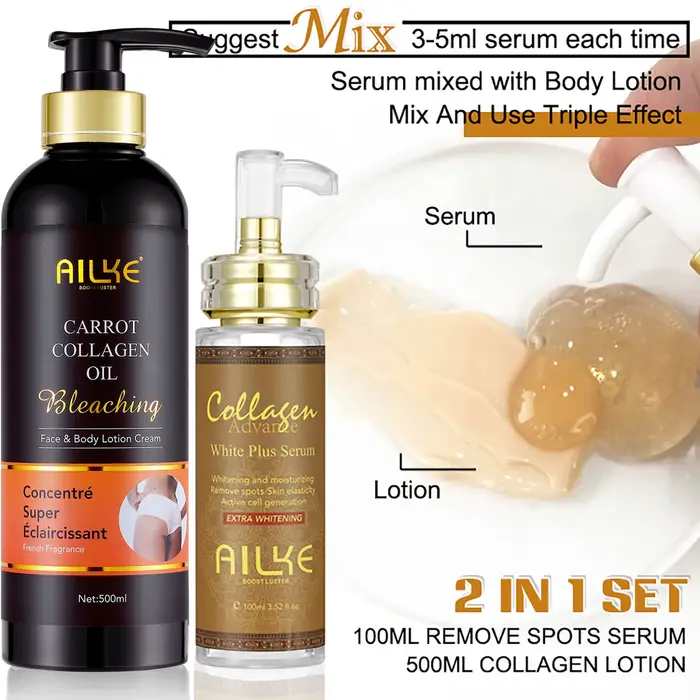 AILKE Sérum visage blanchissant la peau, réduit les taches, hydratant, même le teint, avec collagène